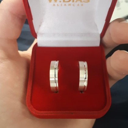 Par aliança de Prata 5mm  Friso